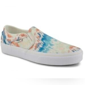 Vans Women’s Asher Deluxe Pastel Tie Dye Skate Slip On Sneakers Shoes